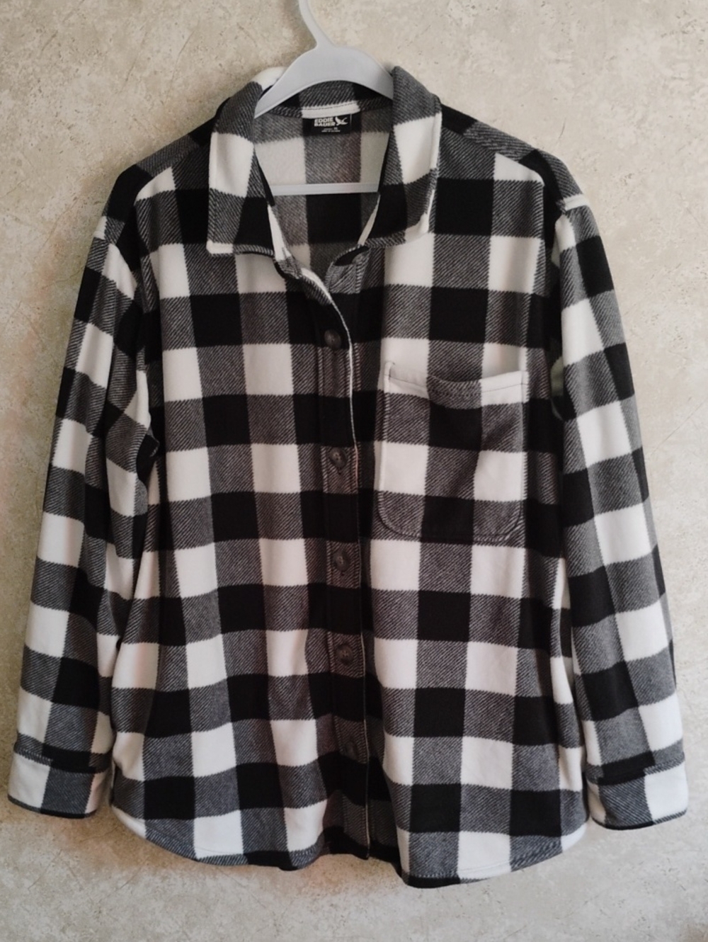 Eddie Bauer Black & White Plaid Button-Front Shacket - Women, Winter, Cozy